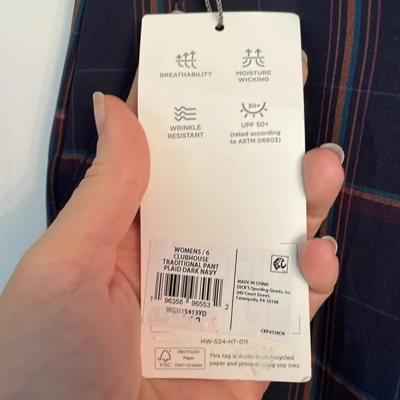 NWT Walter Hagen Womens Navy Plaid Ankle Golf Style Pants - Picture 5 of 8